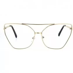 Square Womens Clear Lens Glasses Oversized Fashion Square Butterfly Metal Frame - Gold - CI186HYUKKU $11.12
