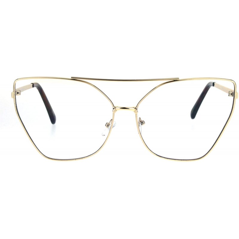 Square Womens Clear Lens Glasses Oversized Fashion Square Butterfly Metal Frame - Gold - CI186HYUKKU $11.12