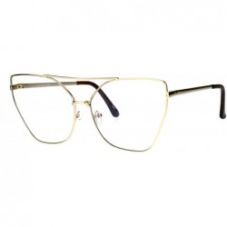 Square Womens Clear Lens Glasses Oversized Fashion Square Butterfly Metal Frame - Gold - CI186HYUKKU $11.12