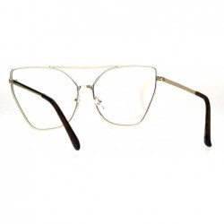 Square Womens Clear Lens Glasses Oversized Fashion Square Butterfly Metal Frame - Gold - CI186HYUKKU $11.12