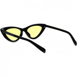 Cat Eye Womens Skinny Cateye Sunglasses Silver Dotted Bling Fashion UV 400 - Black (Yellow) - CJ18GTRWYYI $8.84