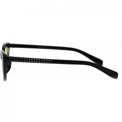 Cat Eye Womens Skinny Cateye Sunglasses Silver Dotted Bling Fashion UV 400 - Black (Yellow) - CJ18GTRWYYI $8.84