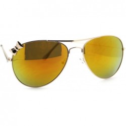 Aviator Ribbon Aviator Sunglasses Women's Classic Thin Metal Aviators - Gold - CQ11PT0SVVN $19.47