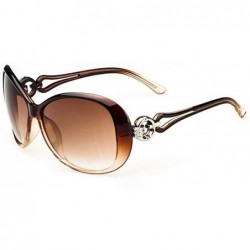 Oval Women Fashion Oval Shape UV400 Framed Sunglasses Sunglasses - Coffee - CZ194KZMYKX $26.46