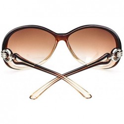 Oval Women Fashion Oval Shape UV400 Framed Sunglasses Sunglasses - Coffee - CZ194KZMYKX $13.59