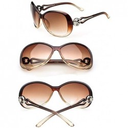 Oval Women Fashion Oval Shape UV400 Framed Sunglasses Sunglasses - Coffee - CZ194KZMYKX $13.59