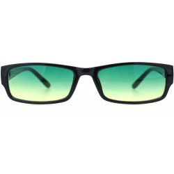 Rectangular Hippie Oceanic Gradient Lens Narrow Rectangular Plastic Dad Sunglasses - Black Green Yellow - CN18Q0W7KCW $18.75