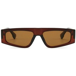 Square 2019 new designer retro brand small square ladies sunglasses candy punk glasses - Brown - CL18R32GO4I $9.46