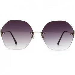 Round Fashion Frameless Polygonal Round Sunglasses Women Retro Glasses Female Diamond Cutting Edges Sunglasses - Grey - CI192...