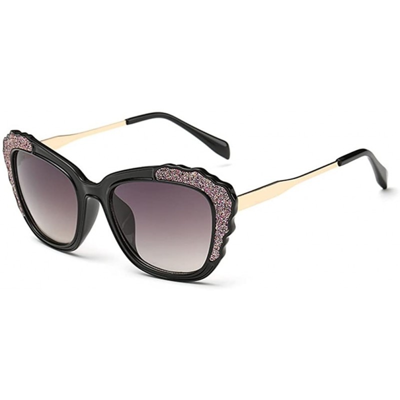 Butterfly Retro Sunglasses Diamond Frame Flat Matte Reflective Revo Color Lens Horn Rimmed Style Sunglasses - Black/Grey - CG...