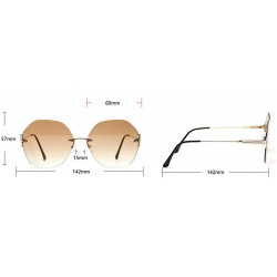 Round Fashion Frameless Polygonal Round Sunglasses Women Retro Glasses Female Diamond Cutting Edges Sunglasses - Grey - CI192...