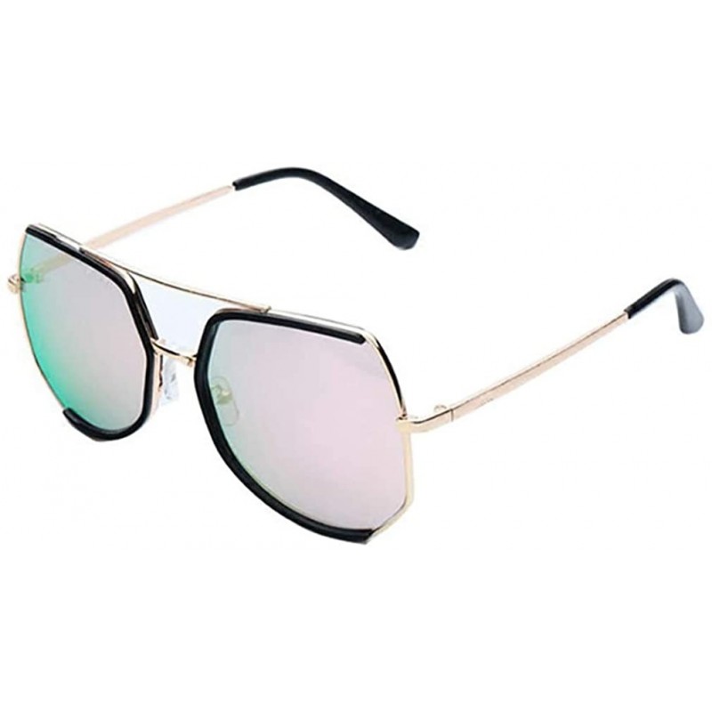 Round Polarized sunglasses female new trendy round face anti-ultraviolet net red sunglasses street shot glasses - Pink - C519...