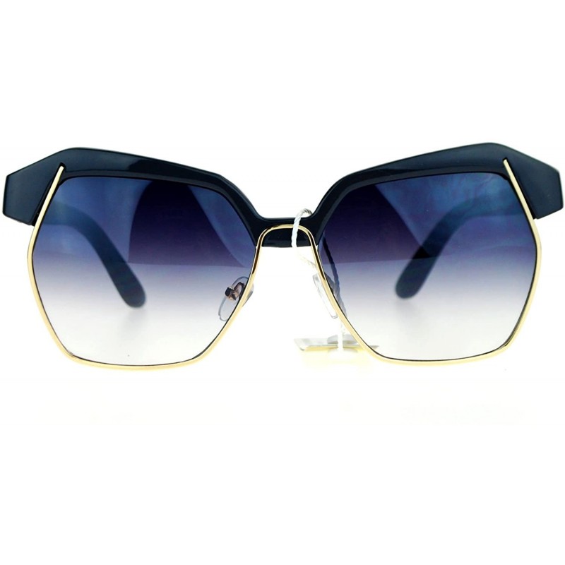 Butterfly Runway Oversize Half Rim Butterfly Octagon Eye Brow Sunglasses - Grey - C81208IOA1T $11.59