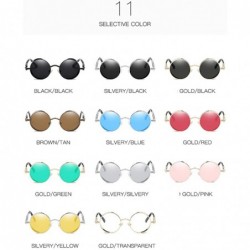 Oval Vintage Steampunk Retro Metal Round Circle Frame Sunglasses - C17 yellow Tinted Lens/Silver Frame - CB1847ZRI2X $17.27
