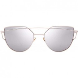 Cat Eye Street Fashion Cat Eye Mirrored Metal Sunglasses for Women 7805 - Silver - C818Q7Q9IRZ $13.03