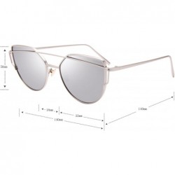 Cat Eye Street Fashion Cat Eye Mirrored Metal Sunglasses for Women 7805 - Silver - C818Q7Q9IRZ $13.03