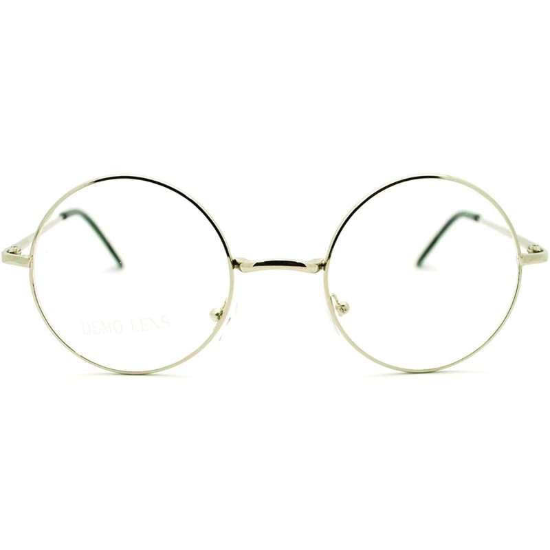 Round 70s Hippie Musician Circle Lens Iconic Groovy Wire Rim Fashion Glasses - Silver - C511I5R8QZN $10.89