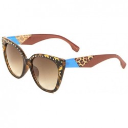Cat Eye Rhinestone Retro Cat Eye Jaguar Print Sunglasses - Brown - CU197W04E8Z $16.09