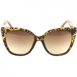 Cat Eye Rhinestone Retro Cat Eye Jaguar Print Sunglasses - Brown - CU197W04E8Z $16.09