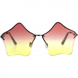 Cat Eye Womens Rimless Star Shape Hippie Groove Pimp Sunglasses - Pink Yellow - CG180HG4TRT $18.06