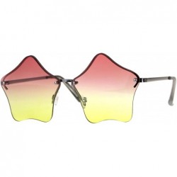 Cat Eye Womens Rimless Star Shape Hippie Groove Pimp Sunglasses - Pink Yellow - CG180HG4TRT $8.19