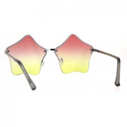 Cat Eye Womens Rimless Star Shape Hippie Groove Pimp Sunglasses - Pink Yellow - CG180HG4TRT $8.19