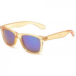 Sport Retro 80's Fashion Sunglasses - Colorful Neon Translucent Frame - Mirrored Lens - C311OXK9C8B $19.43