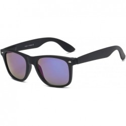 Square Men Retro Vintage Classic Sports Square UV Protection Mirrored Sunglasses - Blue - CJ18WU9U9SX $21.62