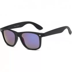 Square Men Retro Vintage Classic Sports Square UV Protection Mirrored Sunglasses - Blue - CJ18WU9U9SX $37.71