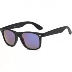 Square Men Retro Vintage Classic Sports Square UV Protection Mirrored Sunglasses - Blue - CJ18WU9U9SX $21.62