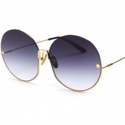 Goggle Luxury Vintage Round Sunglasses Women Fashion Half Frame Tinted Lens Oversized Sun Glasses Big Shades - CE197Y72KHS $2...