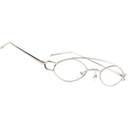 Oval Vintage Womens Mens Metal Oval Sunglasses Glasses Shades Eyewear - Silver Frame Flat Light - CZ18TCEGA7E $26.27