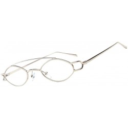 Oval Vintage Womens Mens Metal Oval Sunglasses Glasses Shades Eyewear - Silver Frame Flat Light - CZ18TCEGA7E $12.26