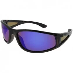 Wrap Color Mirror Wrap Around Polarized Sunglasses PSR28 - Tortoise Frame Blue Mirror Brown Lenses - CQ18KAKAN0C $32.08