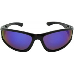 Wrap Color Mirror Wrap Around Polarized Sunglasses PSR28 - Tortoise Frame Blue Mirror Brown Lenses - CQ18KAKAN0C $16.68