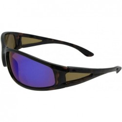 Wrap Color Mirror Wrap Around Polarized Sunglasses PSR28 - Tortoise Frame Blue Mirror Brown Lenses - CQ18KAKAN0C $16.68