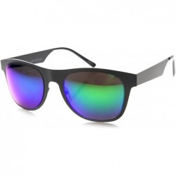 Wayfarer Retro Metal Flat Horned Rim Mirror Lenses Sunglasses - Black Midnight - CP11YN8HLHH $13.21