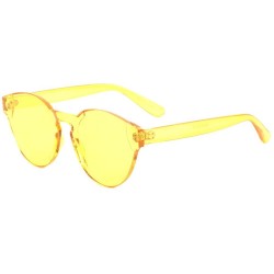 Round Crystal Color Round Retro Cat Eye Sunglasses - Yellow - C418KQ2H8OD $27.28