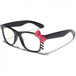 Wayfarer Non-Prescription Clear Lens Hello Kitty Bow Tie Women Girls Fashion Glasses - CB11P3R0SG3 $9.85
