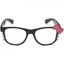 Wayfarer Non-Prescription Clear Lens Hello Kitty Bow Tie Women Girls Fashion Glasses - CB11P3R0SG3 $9.85
