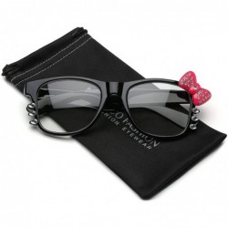 Wayfarer Non-Prescription Clear Lens Hello Kitty Bow Tie Women Girls Fashion Glasses - CB11P3R0SG3 $9.85