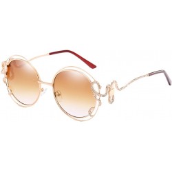 Round Ladies Double Round Hippie Shades Colored Lenses Sunglasses UV400 Protection - Tea - CS18CGOKDQI $18.82