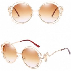 Round Ladies Double Round Hippie Shades Colored Lenses Sunglasses UV400 Protection - Tea - CS18CGOKDQI $18.82