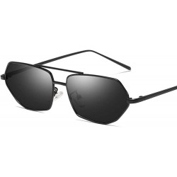 Rectangular 2019 Small Chic Rectangular Metal Frame Sunglasses Women Men Fashion Vintage Design UV400 NX - Black - CV18T02YH4...