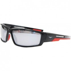 Sport Men's Polarized Sunglasses Sport Cycling Running Outdoor Free Microfiber Pouch - Black and Red - CY11W84YJZZ $25.09