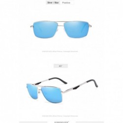 Aviator Genuine quality square sunglasses men fashion polarized and UV400 Ultra light Al-Mg - Silver/Blue - CK18I6QX0YZ $17.60