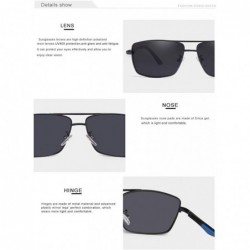 Aviator Genuine quality square sunglasses men fashion polarized and UV400 Ultra light Al-Mg - Silver/Blue - CK18I6QX0YZ $17.60