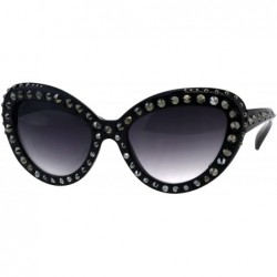 Oversized Spike Studs Sunglasses Womens Punk Fashion Oversized Frame UV 400 - Black (Smoke) - CI18GHE36WY $24.56