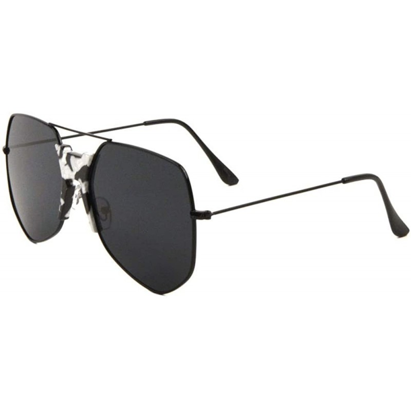 Aviator Thick Plastic Nose Shield Thin Rim Geometric Aviator Sunglasses - Black - C2190MH9G7U $11.03