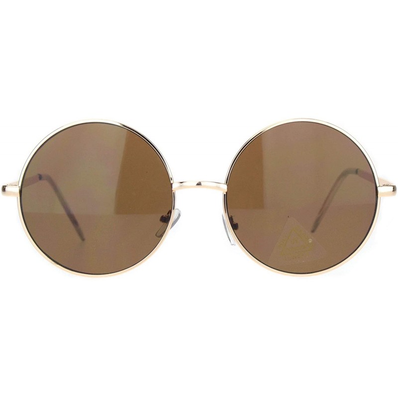 Round Hippie Round Circle Clear Lens Metal Rim Pimpy Sunglasses - Gold Brown - C618M40TSQW $12.60